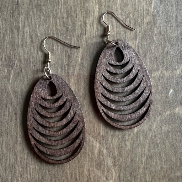 Bohemian Wooden Earrings - Picture 3 of 4